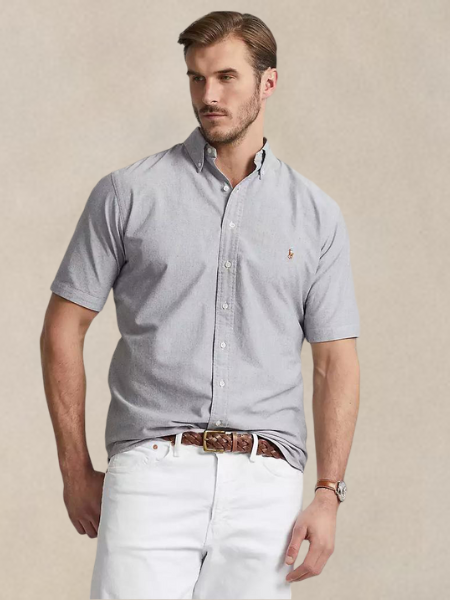 Polo Ralph Lauren Cotton Button-down (Half-Sleeve) - Heather Grey