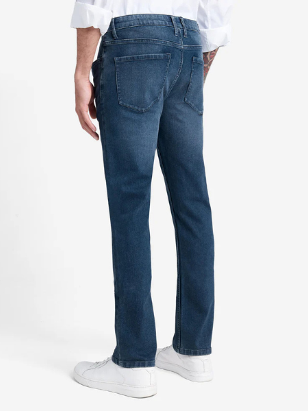KENNETH.C Blue Slim-Fit Recycled Stretch Denim Jeans Back Pocket JEANS