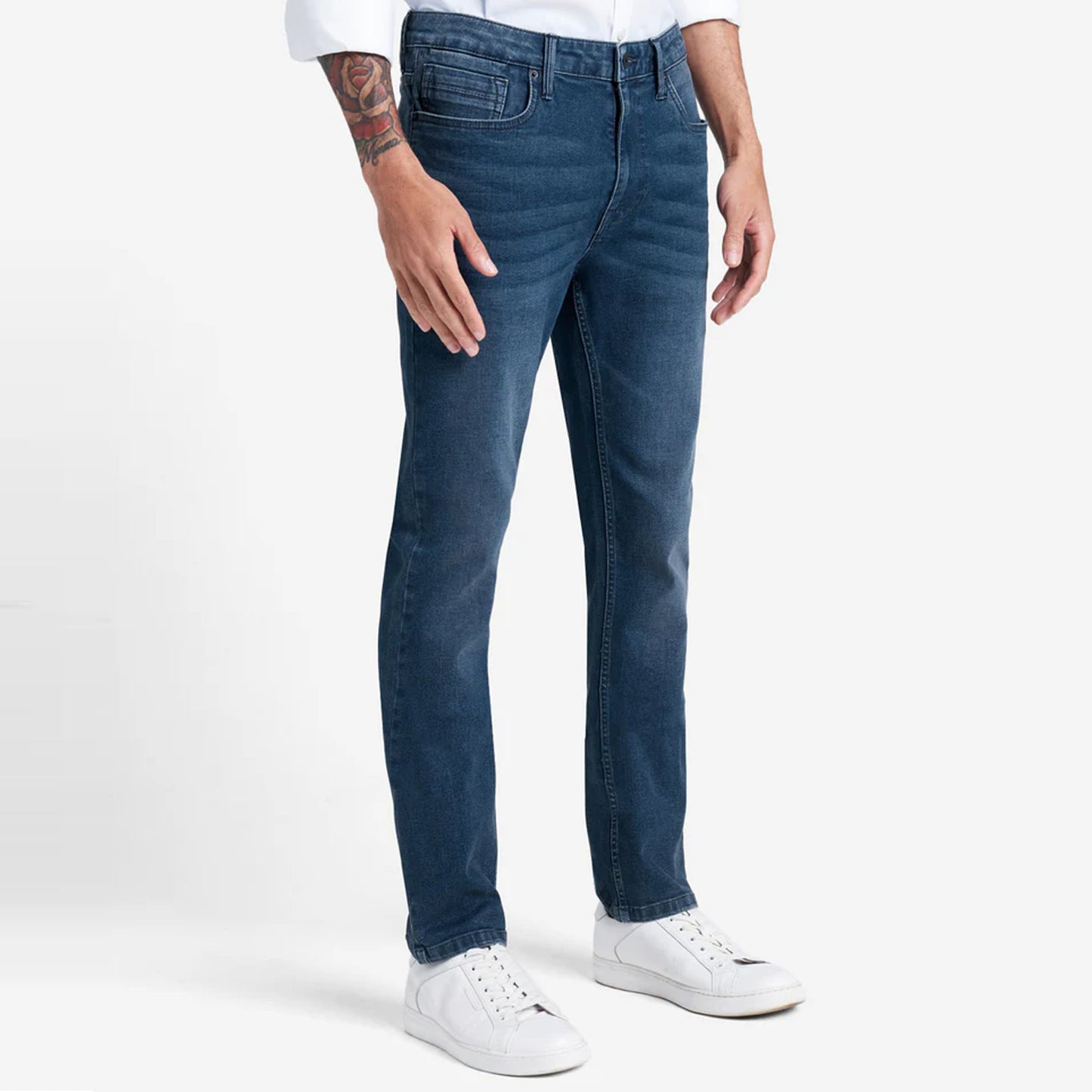 KENNETH.C Blue Slim-Fit Recycled Stretch Denim Jeans Back Pocket JEANS