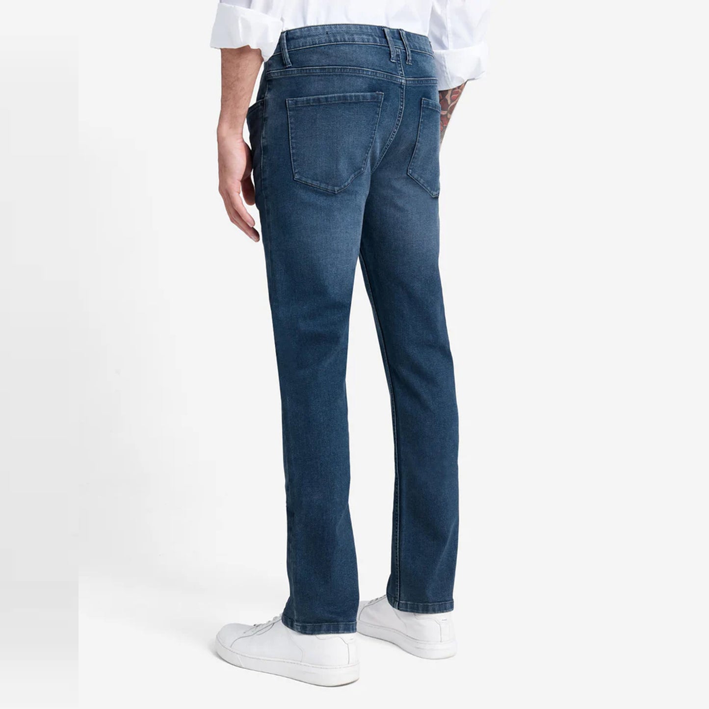 KENNETH.C Blue Slim-Fit Recycled Stretch Denim Jeans Back Pocket JEANS