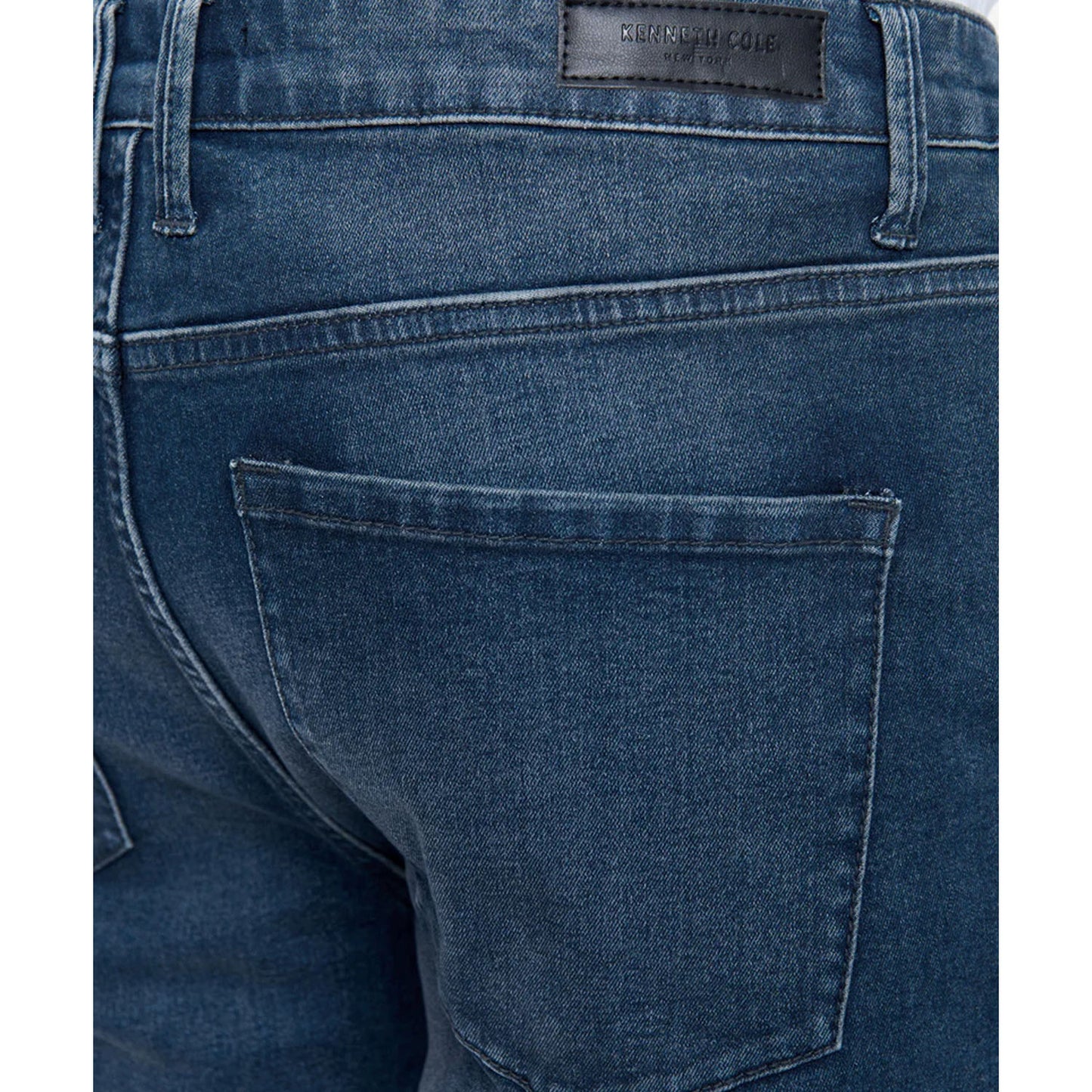 KENNETH.C Blue Slim-Fit Recycled Stretch Denim Jeans Back Pocket JEANS