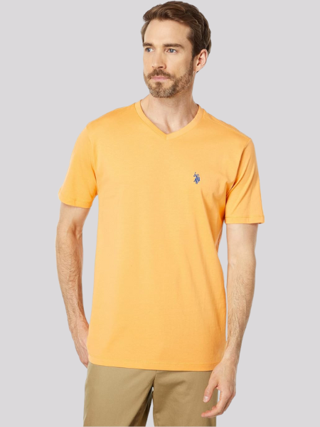 US POLO Assn. Men's Solid V-Neck Short Sleeve T-Shirt